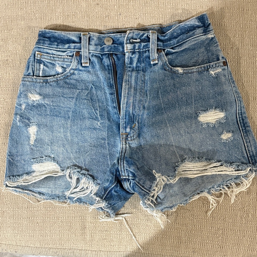 Abercrombie & Fitch Blue Distressed Jean Shorts